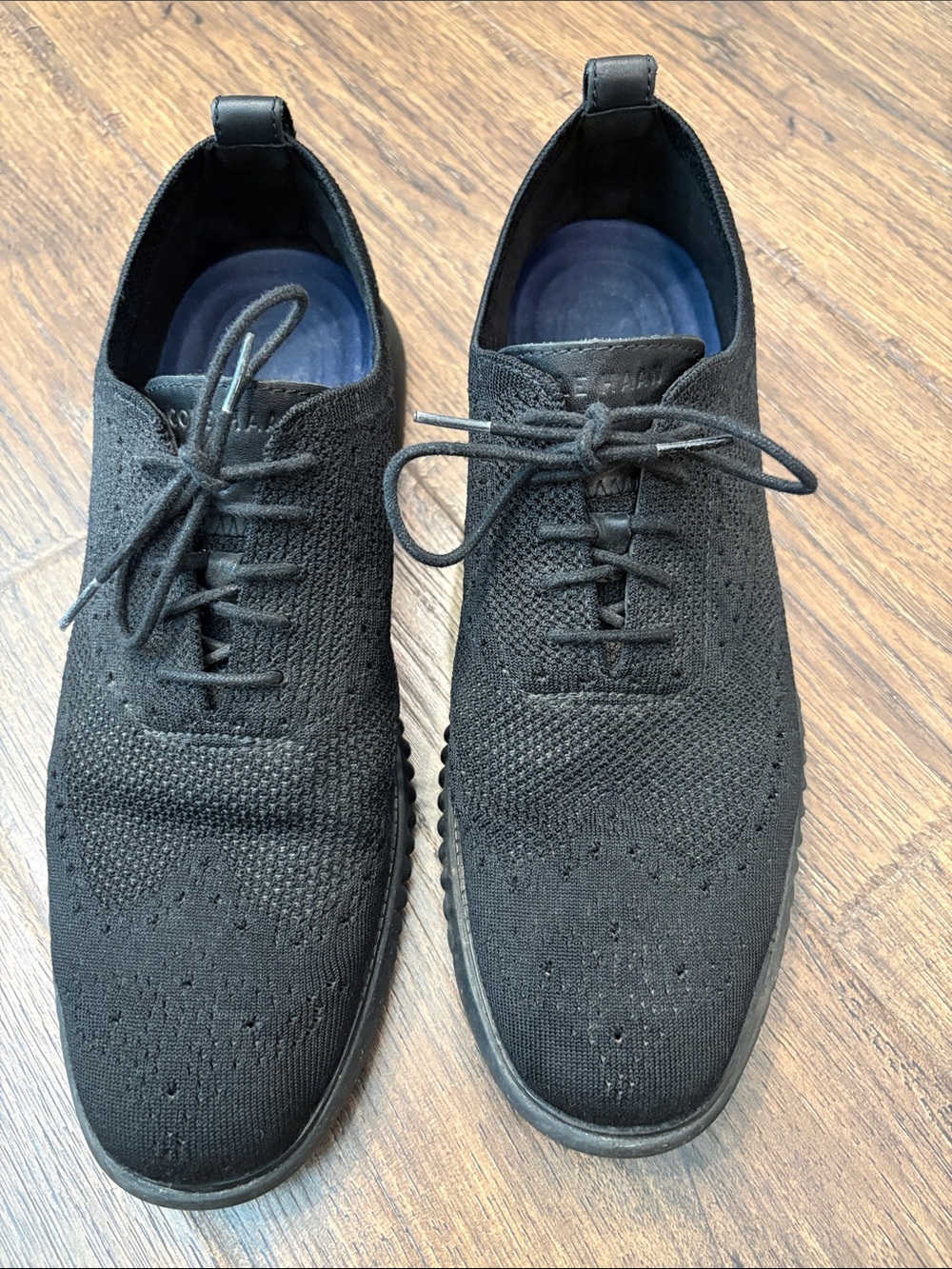 Men's Black Cole Hann Knit Lace-Up Derby Shoes